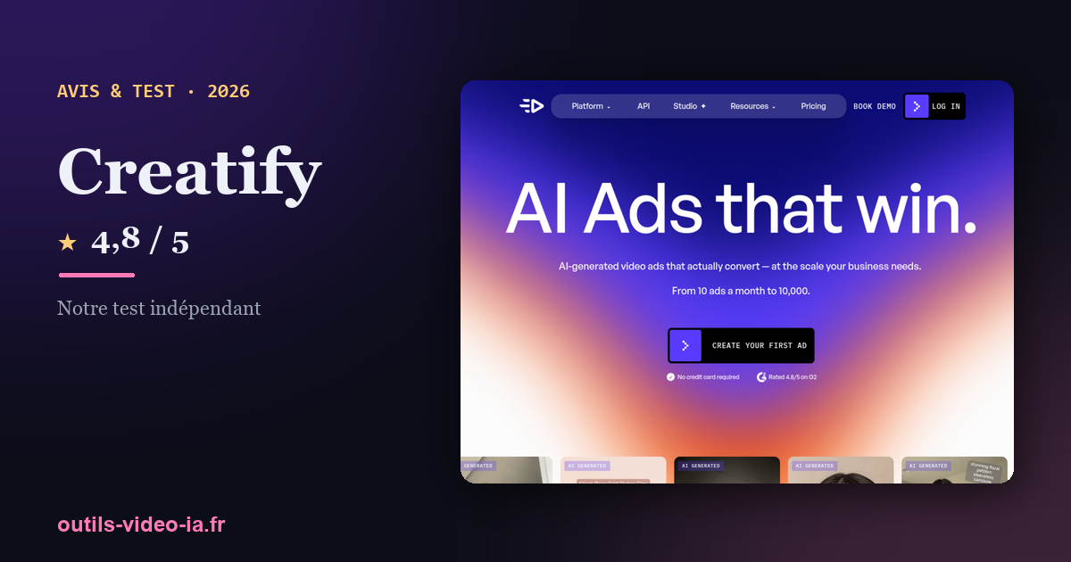 Creatify — aperçu du site officiel