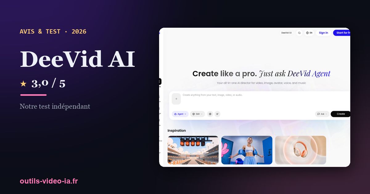 DeeVid AI — aperçu du site officiel