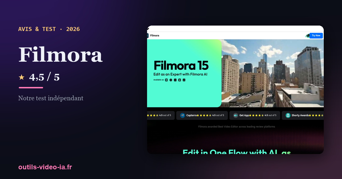 Filmora — aperçu du site officiel