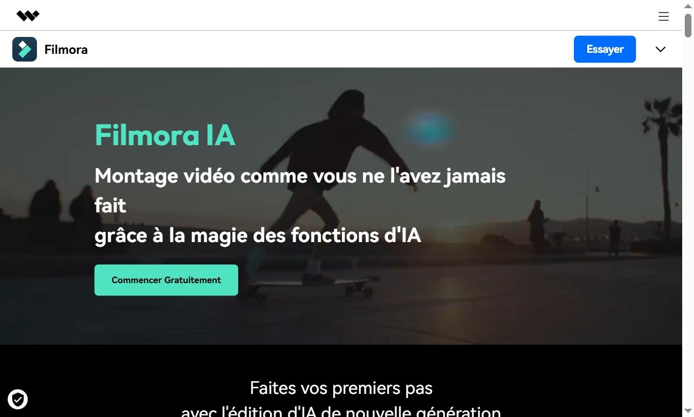 Page Filmora AI Features — montage vidéo par intelligence artificielle