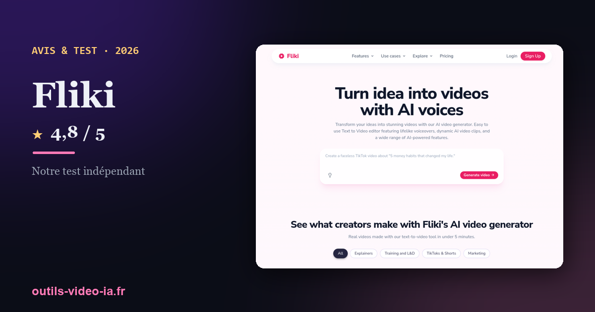Fliki — aperçu du site officiel