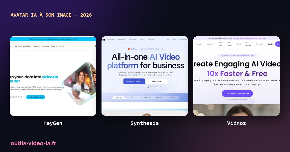 Outils d’avatar IA à son image : HeyGen, Synthesia, Vidnoz