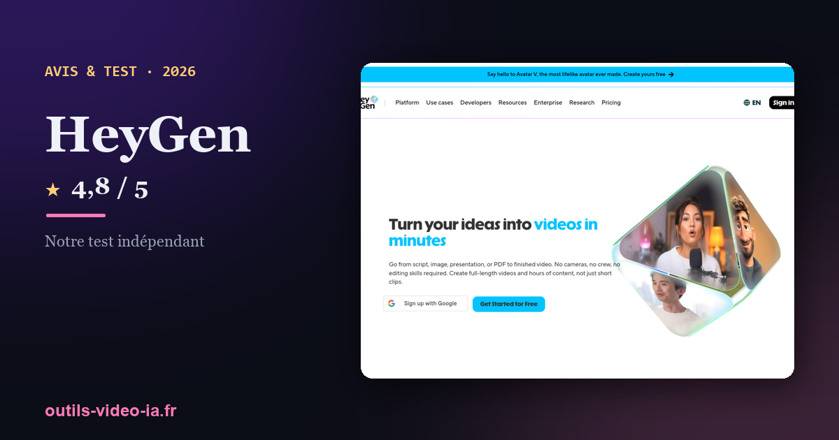 HeyGen — aperçu du site officiel