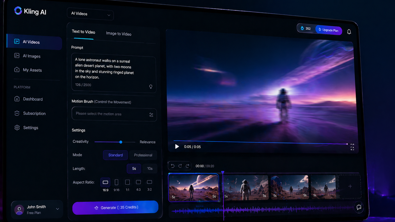 Kling AI — générateur vidéo IA chinois avec plan gratuit 66 crédits/jour