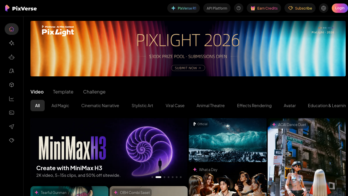 Interface app.pixverse.ai — image-to-video avec Motion Control, First-Last frame