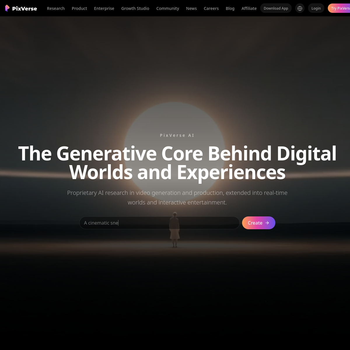 Page corporate pixverse.ai — The Generative Core Behind Digital Worlds