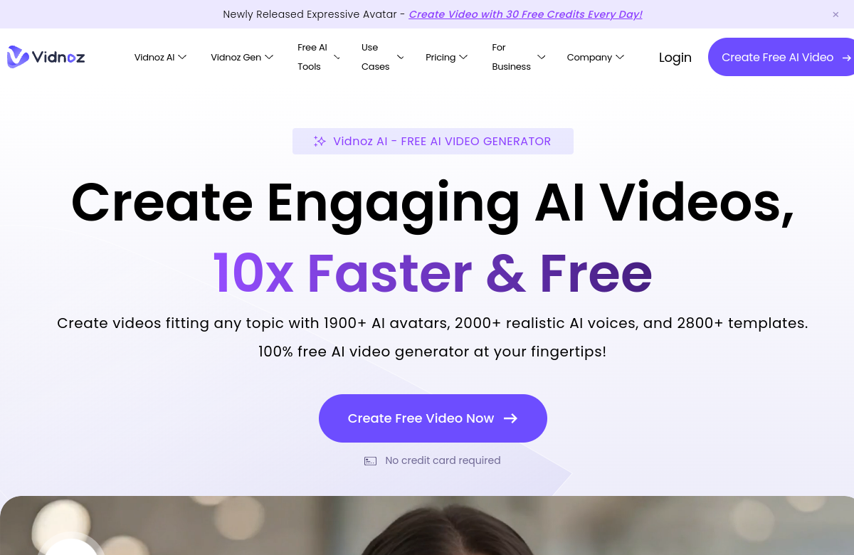 Vidnoz, plan gratuit le plus généreux