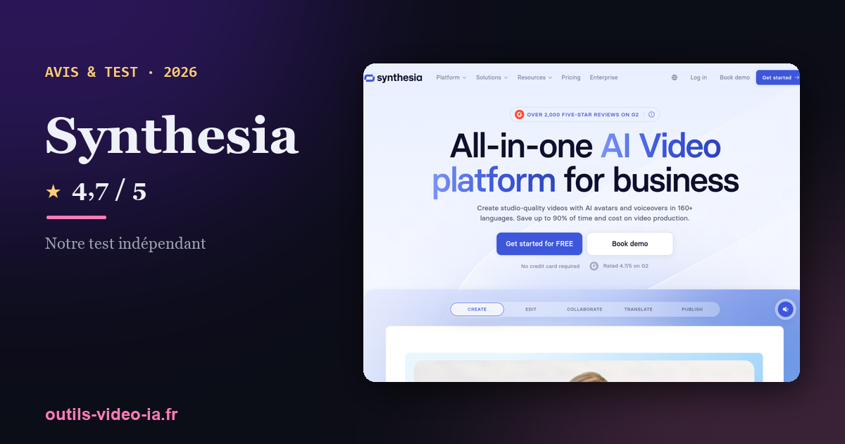 Synthesia — aperçu du site officiel
